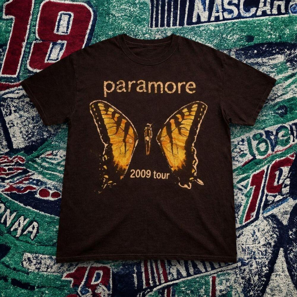 Paramore 2009 Tour Butterfly Graphic Tee Dark Chocolate Unisex